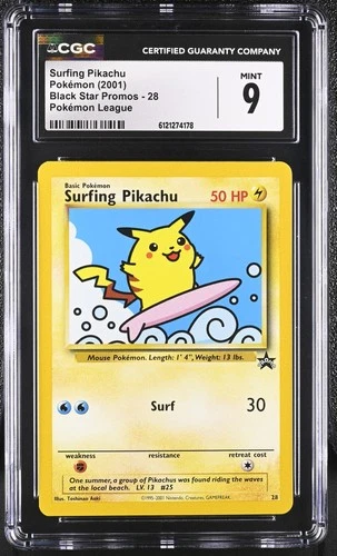 CGC 9 MINT Surfing Pikachu 2001 Black Star Promos 28 Pokemon Card