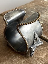 ANTIQUE NAPKIN RING HOLDER FIGURAL Twigs Leaf Silver Plated Vintage