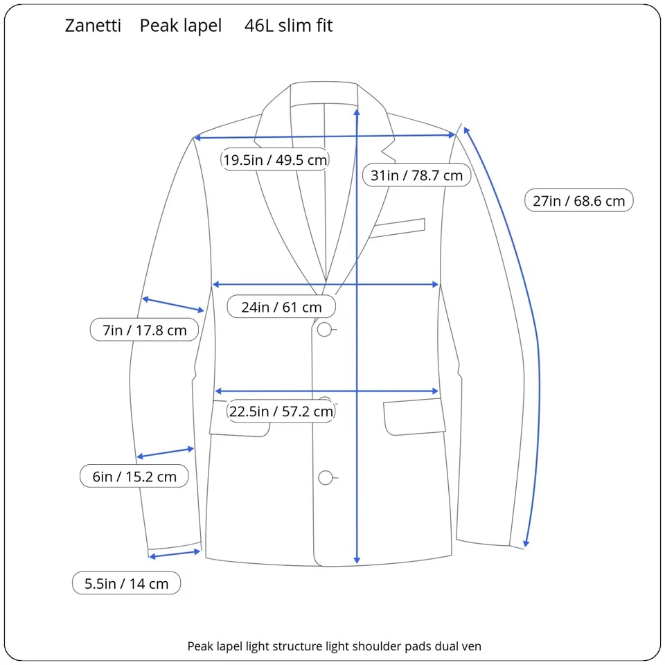 Nuevo Traje Zanetti 46L 38w X sin pescar Entrepierna Tonal Pico Solapa Doble Ventilación Hecho en Italia Foto 2 de 4