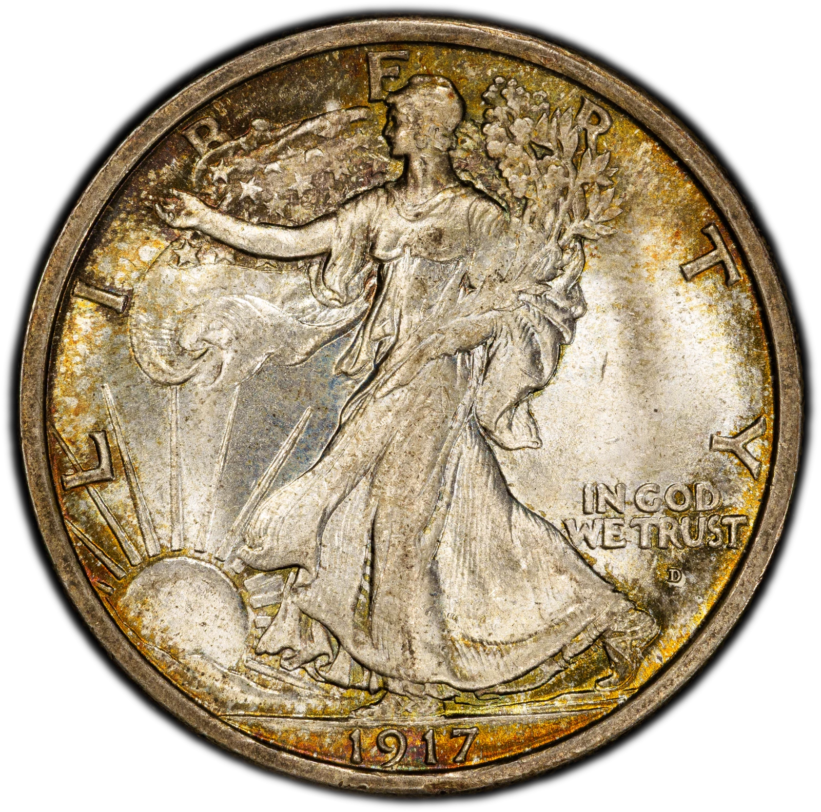 1917-D 50C Obverse Walking Liberty Half Dollar PCGS MS65+ (CAC)
