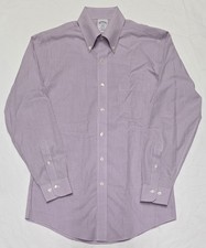 BROOKS BROTHERS Regent Dress Shirt Mens Sz 15 2/3 White Purple Check Button-Down