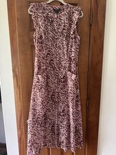 Simply Vera Wang Maxi Dress Women’s Medium Burgundy Cheetah Button Down Pockets