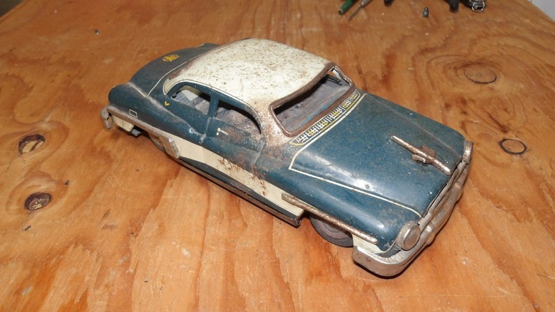 Vintage- Original 1950's Oldsmobile Tin Friction Toy Car - Made in Japan