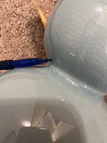 20’ NWT Ralph Lauren Teal Blue Crackle Porcelain Table Lamp With Shade - Picture 3 of 6