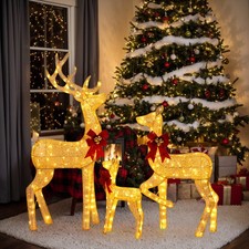 5 FT Christmas Lighted Reindeer Family Deer Set In/Outdoor Lawn Holiday Decor