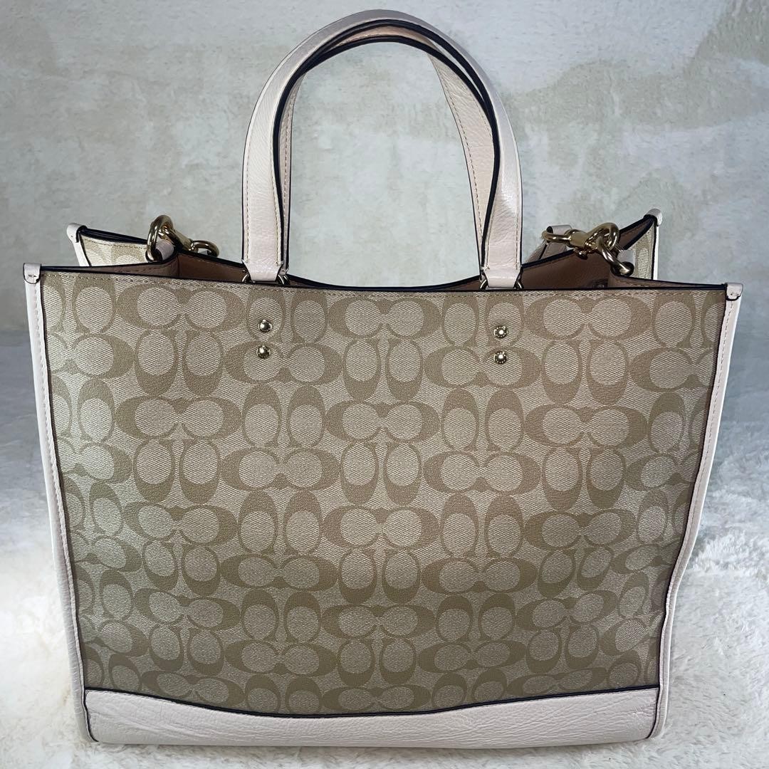 COACH Dempsey 40 Shoulder Bag 2way Leather Tote Bag Beige White  Authentic thumbnail 7