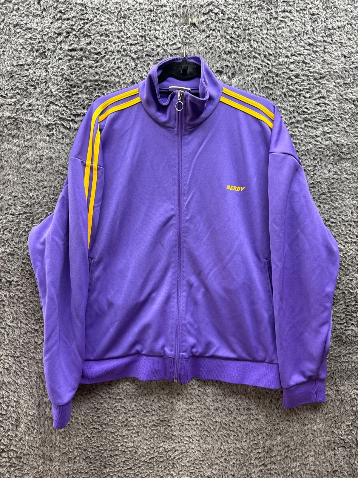 Nerdy Full Zip Tracksuit Outdoor Jacket Track Stripes Purple Unisex Size L
Opens in a new window or