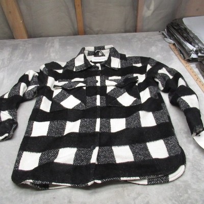 Calvin Klein Jacket Mens Large Black White Check Wool Blend $130 NEW