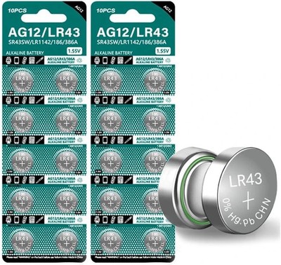 Cotchear 20pcs AG12 Coin Battery LR43 SR43 260 386 1.55V Alkaline Watch...