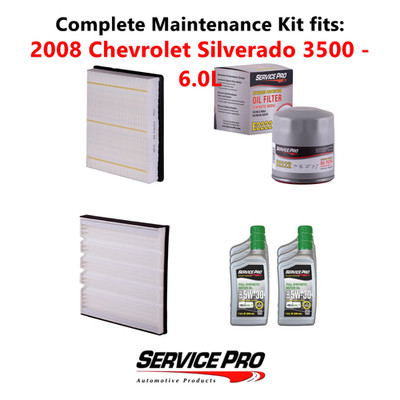 2008 Chevrolet Silverado 3500 6.0L Complete Oil, Air & Cabin Filter Kit (5W-30)