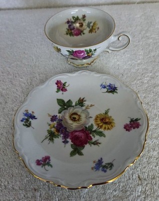 Mitterteich Bavaria Germany Meissen Floral Teacup & Saucer