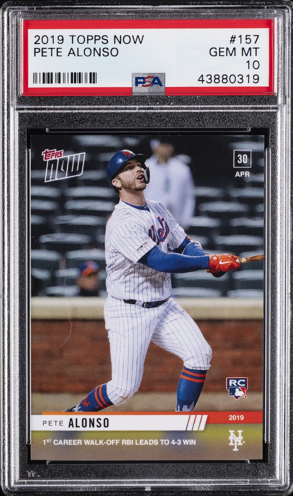 2019 TOPPS NOW #157 PETE ALONSO ROOKIE RC PSA 10