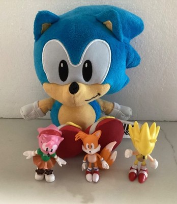 SONIC THE HEDGEHOG Plush 6  + 3 Figures: AMY, TAILS, SUPER SONIC 2 