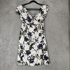 Banana Republic Dress Womens 14 White Floral Off The Shoulder