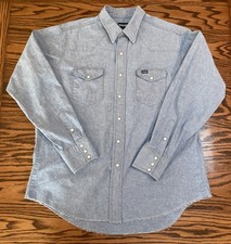 Wrangler Vtg Men's Regular Fit Preshrunk Snap Button Shirt Size 17.5-36