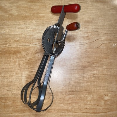 Vintage High-Speed Super Center Drive Egg Beater Mixer USA Made w/Wood Handle