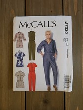 M7330 Mccalls Size ZZ Pattern Jumpsuit Romper Misses Sizes Large XL XXL UNCUT