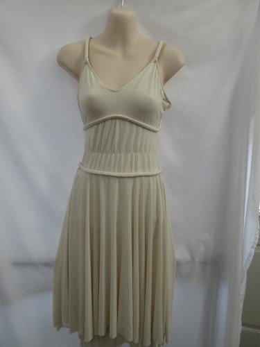 White Ivory Rope Trim Lyrical Dance Costume Dress Contemporary Medium Adult MA 
