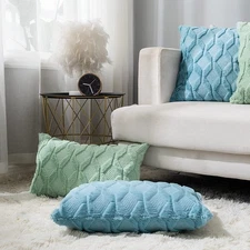 Rectangular Lumbar Plush Throw Pillow Covers, Pack of 2 Luxury Soft Pillowcases,