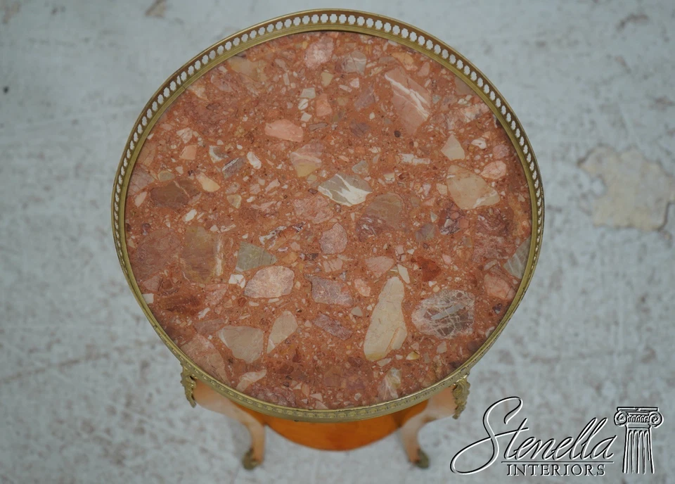 L69810:法国路易十五风格圆形大理石上衣偶尔桌 — 第 3/4 张图片