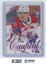 2025-26 Fleer Flair Backcheck Purple Cole Caufield /199 #68 Montreal Canadiens