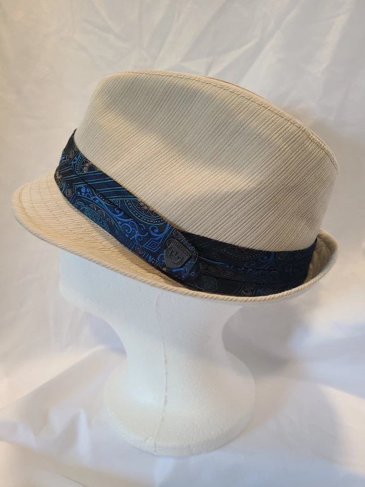 De Colección Goorin Bros 1333 Minna Fedora Sombrero Off White-Beige/Azul Marino-Med-Bordado Foto 3 de 4