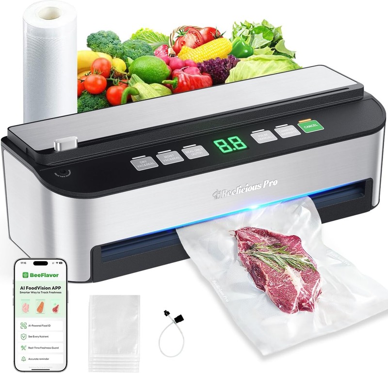 8-in-1 Vacuum Sealer Machine – 85KPA Fully Automatic Food Sealer-Built-in Cutter
