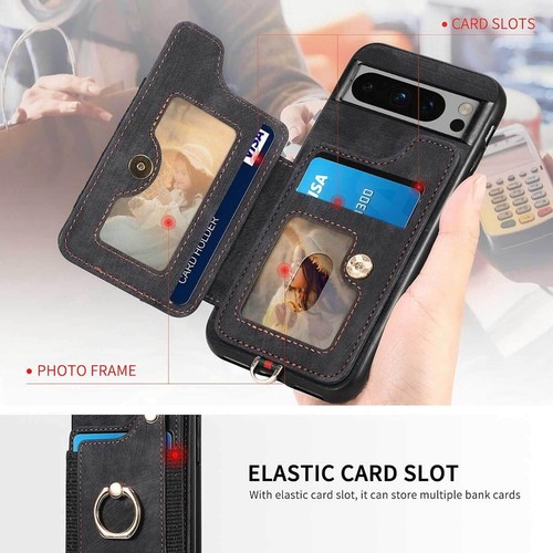 Custodia portafoglio pelle magnetica per Google Pixel 9 Pro XL/8a/7a/6a slot scheda + cinturino - Foto 4 di 55