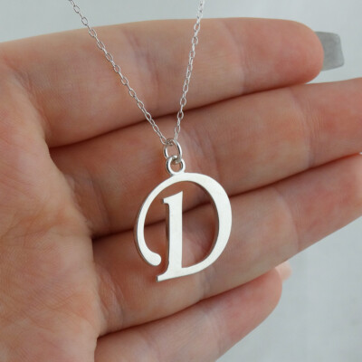 Script Letter D Charm Necklace 925 Sterling Silver Capital Initial A-Z Name  Gift