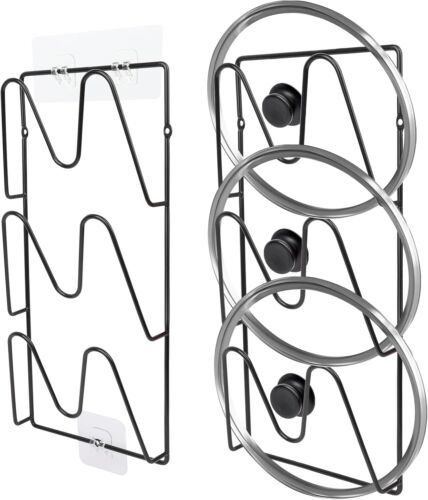 2 Pack Pot Lid Organizer Rack, 6-Tier Pot Lid Holder,No Drilling Required, To