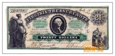 Richmond Virginia Treasury Note (1861) $20 * Quality Art Print * Washington.