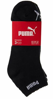 Puma Socks 3 Pairs Ankle Basic Quarter Sports Mens Black White or Mixed New