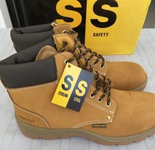 Image of BRAND NEW IN BOX. Tan Stirling Safety Steel toe cap boots Size 13