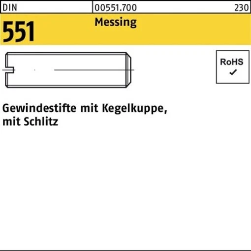 REYHER 100er PACK(Stk) 000551700000060016 Gewindestift DIN 551 m.Kegelkuppe/Schlitz M 6