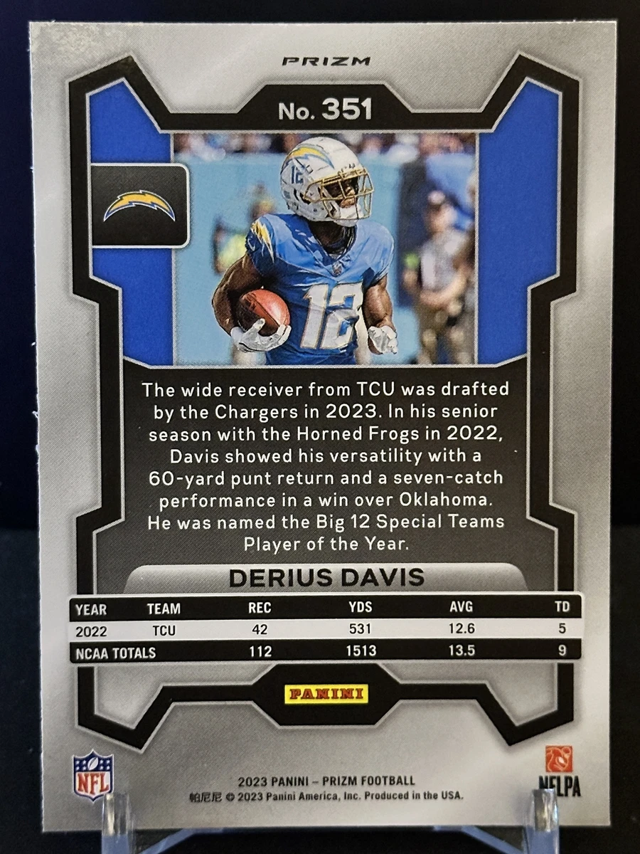 2023 Panini Prizm #351 Derius Davis Silver Prizm RC Los Angeles 