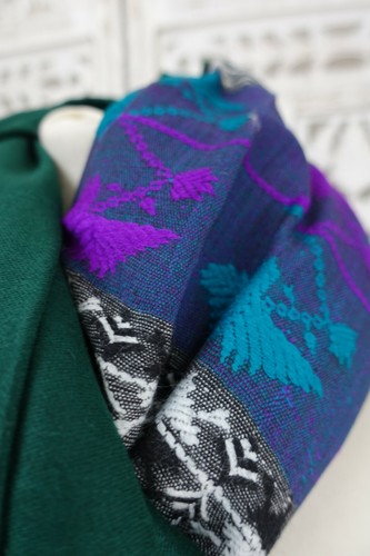 dark green wool winter chunni shawl sarong dupatta Bollywood Indian SKU17757 - Picture 3 of 6