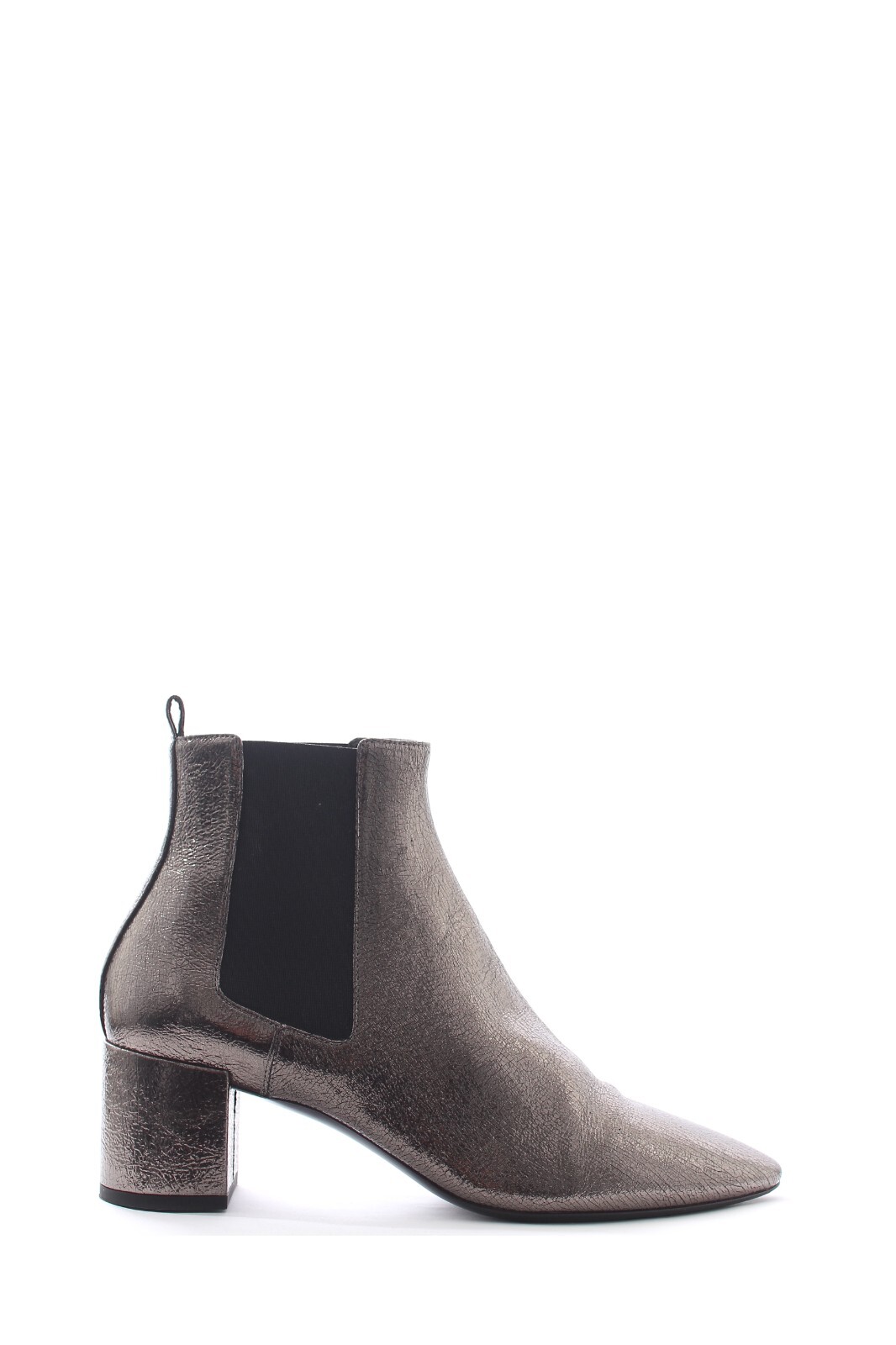 Saint Laurent Metallic Leather Ankle Boots Gunmetal RRP: £925.00
