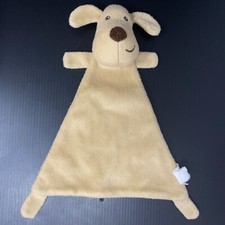 Tan Puppy Dog Baby Lovey Security Blanket Brown Nose Smile 10" Triangle Shape