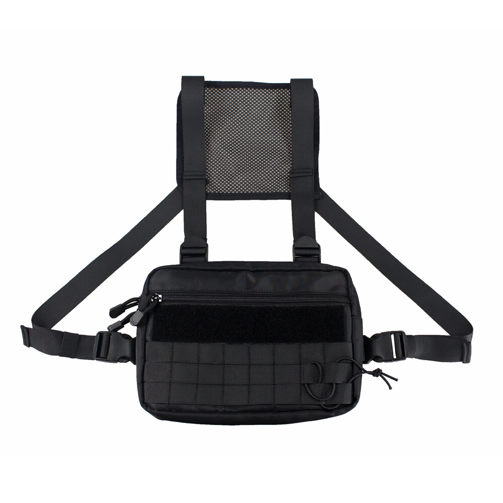 Black Chest Bag Adjustable Streetwear Shoulder Bag Waist Packs