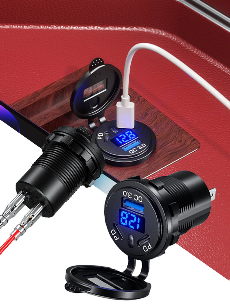 1x Car Cigarette Lighter Socket QC3.0 USB PD Charger Power Outlet LED Voltmeter