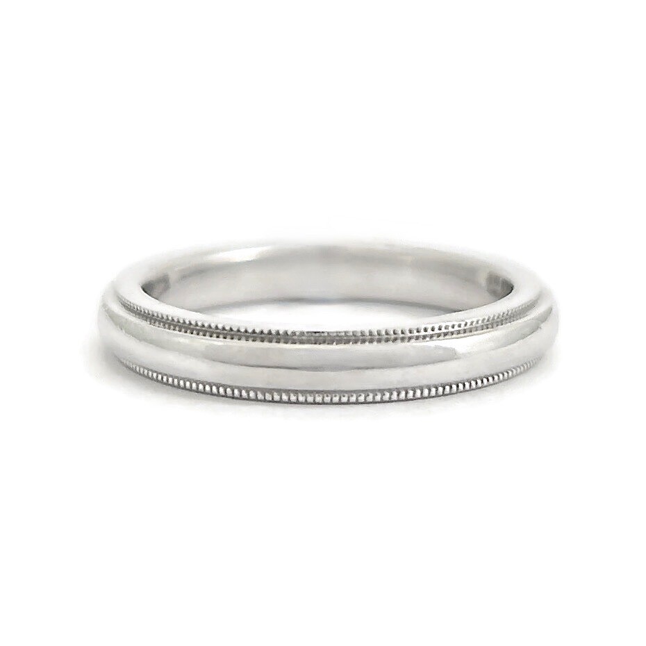 Milgrain Edge Platinum Wedding Band Ring, Size 6, 3 mm