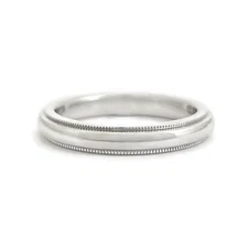 Milgrain Edge Platinum Wedding Band Ring, Size 6, 3 mm
