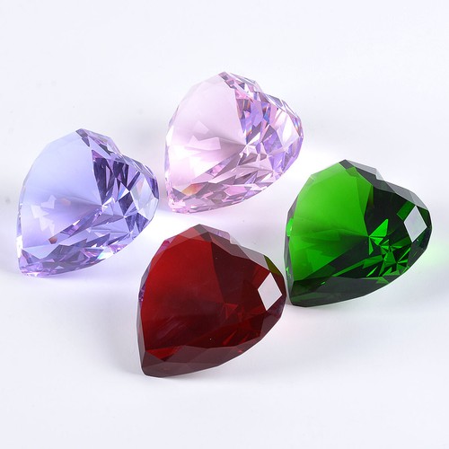 VALENTINE Diamond Crystal Facet Heart Paperweight Glass Sculpture Love Wedding