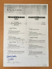 Program signed by Castelli, Manara, Moebius, Crepax, Cavazzano and Garden