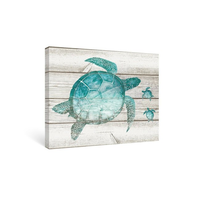 SUMGAR Wall Art for Bathroom Teal Sea Turtle Wall Decor Vintage