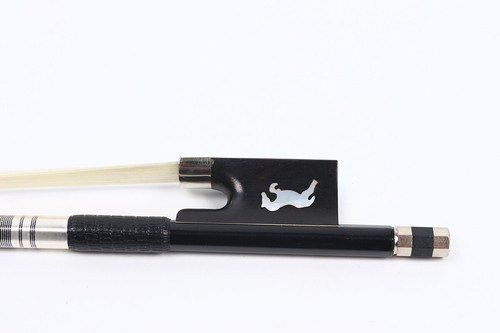 New Advanced Black Carbon Fiber Violin Bow - Small Horse Style Frog Inlay - Picture 5 of 8