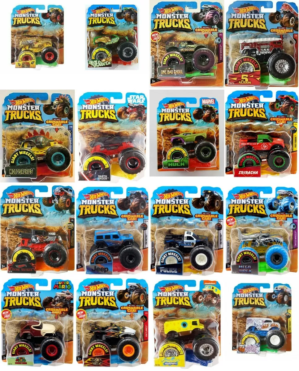 Kit 2x Hot Wheels Monster Trucks Brinquedo Carrinho Fyj44