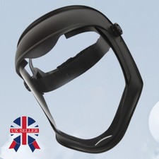 Black Face Shield with Clear Polycarbonate Visor Protective Safety Grinding UK.