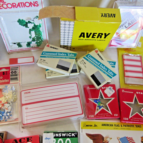 Vintage Bürobedarf Posten Dennison Avery Sterne Etiketten Verstärkungen gummiert GEBRAUCHT - Bild 6 von 19