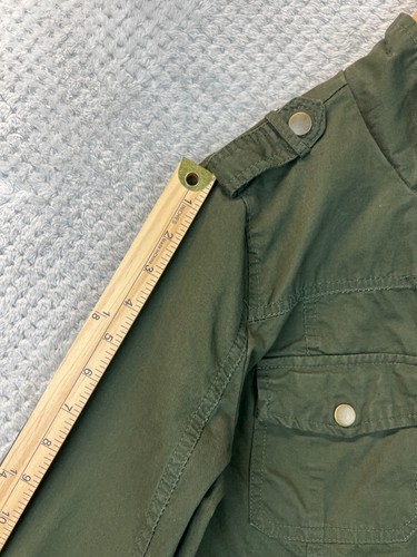 Charlotte Russe Army Green Chore Jacket Women M Denim Field Tab Sleeve Vaca Y2K - Picture 20 of 21